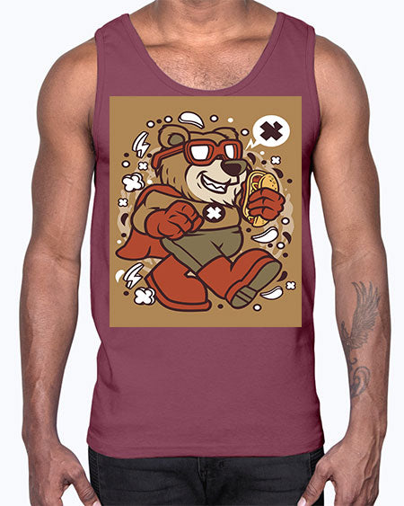 super bear 259#- bears - animals- Cotton Tank