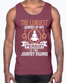 the longest journey of any person is the journey inward  550#- yoga- Cotton Tank