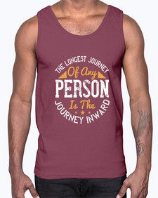 the longest journey of any person is the journey inward  551#- yoga- Cotton Tank