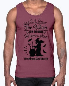 the witch is in the house sign 20#- witch- Cotton Tank