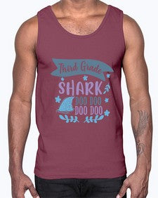 third grade shark doo doo doo doo 972#- third grade- Cotton Tank