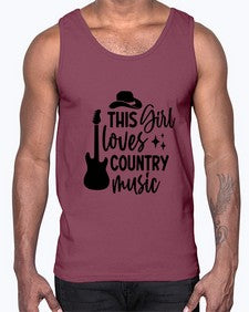 this girl loves country music 1163#- western- Cotton Tank