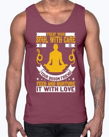 treat your soul with care it is your bosom friend feed and nurture it with love  588#- yoga- Cotton Tank