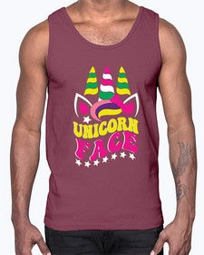 unicorn face 459#- unicorn- Cotton Tank