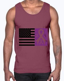 usa flag with alzheimers cancer 219#- alzheimers- Cotton Tank