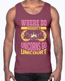 where do naughty unicorns go unicourt 557#- unicorn- Cotton Tank