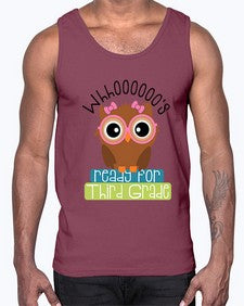 whooos ready for third grade girl 1010#- third grade- Cotton Tank
