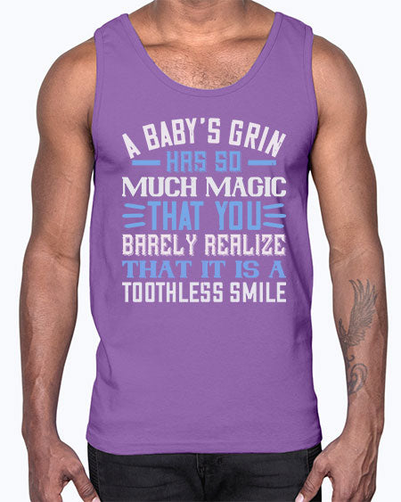 A baby’s grin has so much magic that you barely realize that it is a toothless smile Style 263#- baby- Cotton Tank