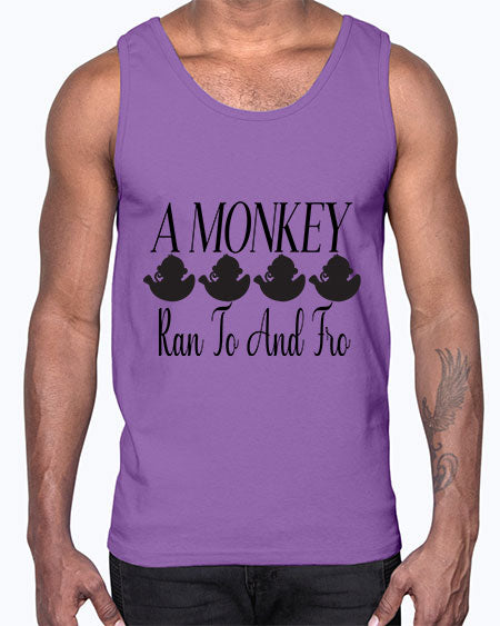A monkey ran to and - monkey- Cotton Tank