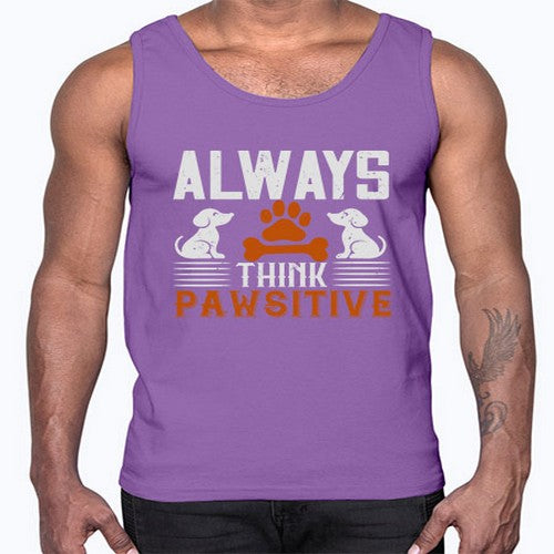 Always Think Pawsitive Style 133#- dogs- Cotton Tank