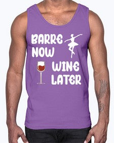 Barre now wine later pilates ballet 80#- ballet- Cotton Tank