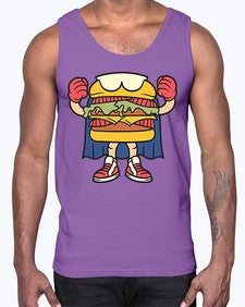 Burgerman 28#- cartoon food- Cotton Tank