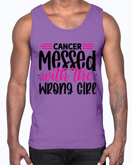 Cancer Messed with the Wrong Girl 29#- breast cancer- Cotton Tank