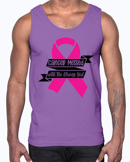 Cancer Messed with the Wrong Girl 30#- breast cancer- Cotton Tank