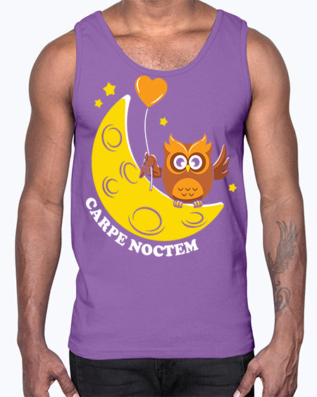 Carpe Noctem Moon Stars Owl A TurtleRabbit 1#- owl- Cotton Tank