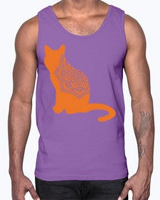 CatMandala 324#- mandala- Cotton Tank