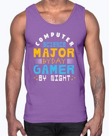 Computer science major by day gamer by night 6#- computer- Cotton Tank