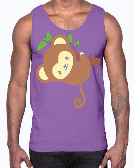 Cute Monkey Hanging on Tree 4#- monkey- Cotton Tank