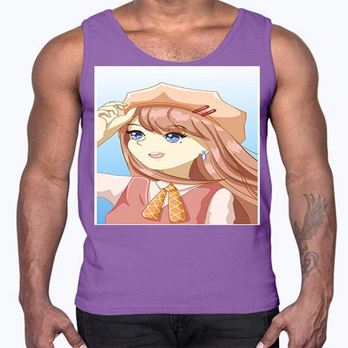 Cute beautiful and funny girl with hat 66#- anime- Cotton Tank