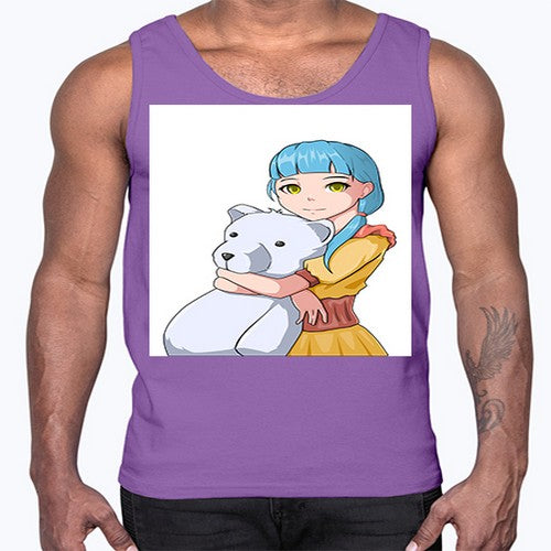 Cute girl with bear doll 26#- anime- Cotton Tank