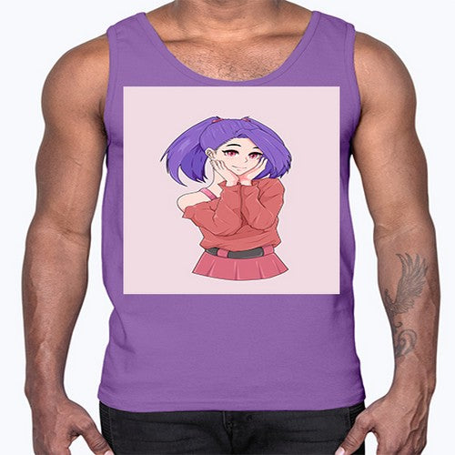 Cute girl with cute pose 138#- anime- Cotton Tank