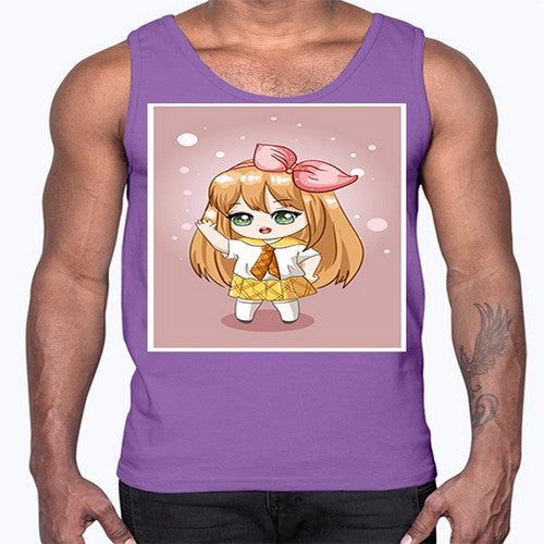 Cute little girl yellow hair wearing uniform 130#- anime- Cotton Tank