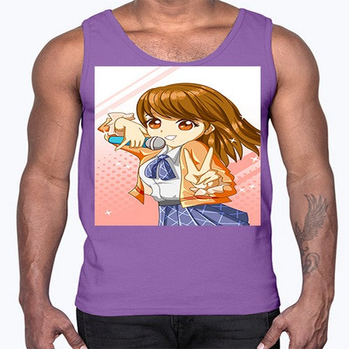 Cute teenage student girl singing song 47#- anime- Cotton Tank