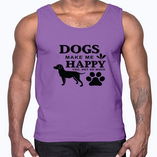 Dogs Make Me Happy Style 44#- dogs- Cotton Tank