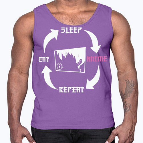 Eat Sleep Anime Repeat Anime Anime 226#- anime- Cotton Tank