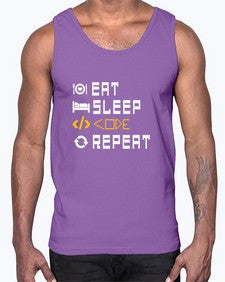 Eat sleep code repeat 49#- computer- Cotton Tank