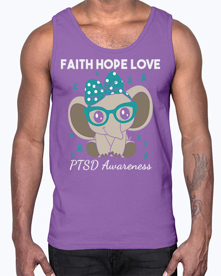 Elephant I Have PTSD Awareness 25#- PTSD- Cotton Tank