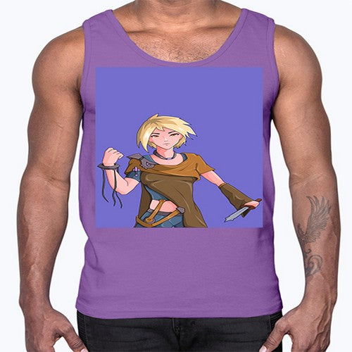 Girl hold knife 12#- anime- Cotton Tank