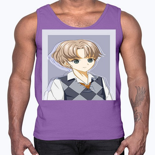 Handsome and cool boy with uniform 34#- anime- Cotton Tank