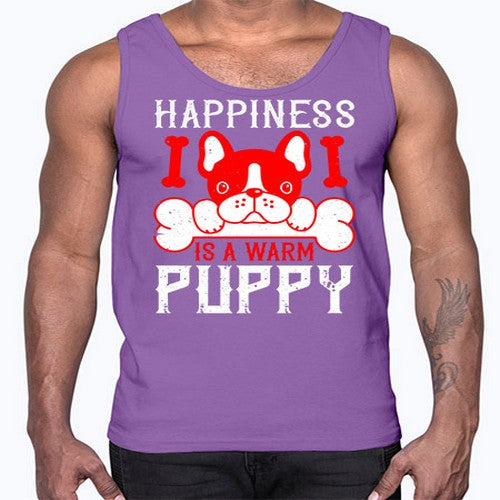 Happiness is a warm puppy Style 203#- dogs- Cotton Tank