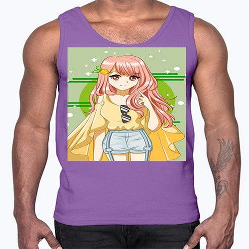 Happy and cute yellow blouse in summer holiday 43#- anime- Cotton Tank