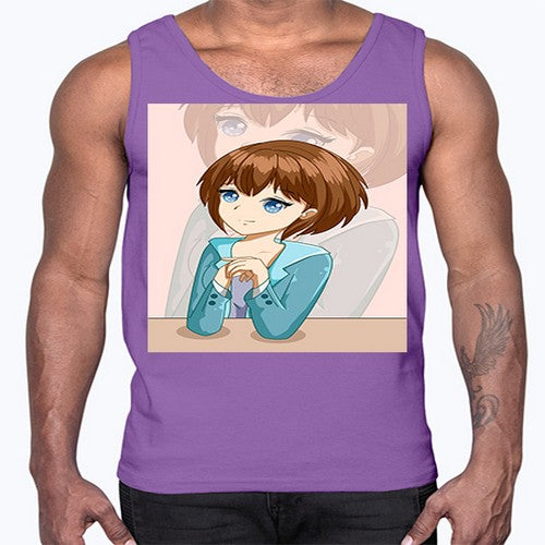 Happy beautiful and elegant girl brown hair 36#- anime- Cotton Tank