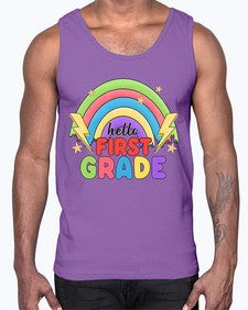 Hello first Grade Rainbow 280#- first grade- Cotton Tank