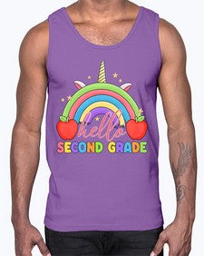 Hello second Grade Unicorn Rainbow 331#- second grade- Cotton Tank
