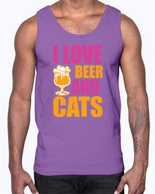 I Love Beer And Cats- cats- Cotton Tank