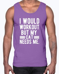 I would Workout- cats- Cotton Tank