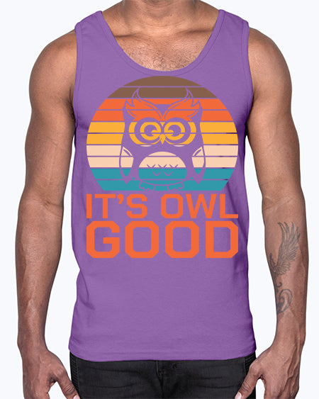 Its Owl Good Retro Owl A TurtleRabbit 10#- owl- Cotton Tank
