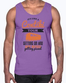 Its like a Contiki tour getting on and off buses getting pissed 3#- bus- Cotton Tank