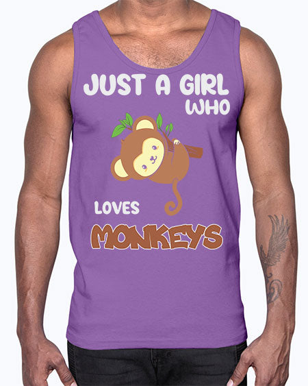 Just a Girl Who Loves 8#- monkey- Cotton Tank