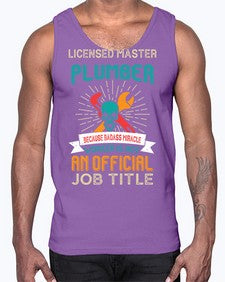 LicensedMasterPlumberBecauseTPlumber Tshirt1051#- plumber- Cotton Tank