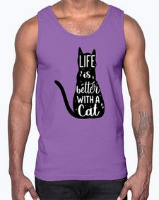 Life Is Better With A Cat Style 98#- cats- Cotton Tank