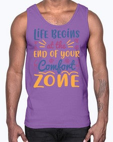 Life begins at the end of your comfort zone 475#- general school- Cotton Tank