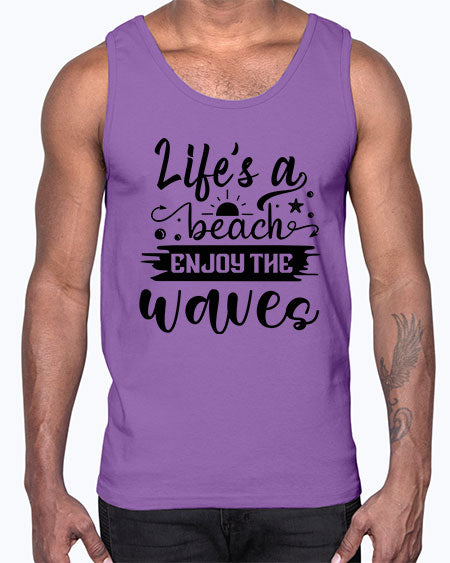 Lifes a beach enjoy the waves 01#- summer- Cotton Tank