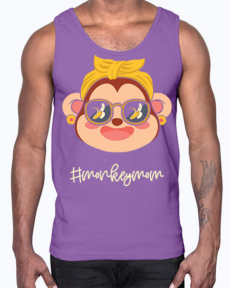 Monkey Mom Banana Glasses 16#- monkey- Cotton Tank