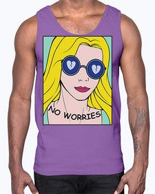 No Worries 956#- art pop art- Cotton Tank