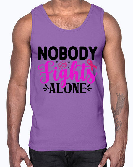 Nobody Fights Alone 12#- breast cancer- Cotton Tank